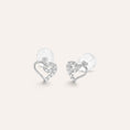 Carica l'immagine nel visualizzatore della galleria, ORECCHINI LOBO CUORE BON TON ORO BIANCO 375/1000 CUBIC ZIRCONIA BIANCO