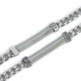 Carica l'immagine nel visualizzatore della galleria, Bracciale catena cuban e catena snake piatta centrale con trama puntinata