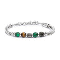 Carica l'immagine nel visualizzatore della galleria, Bracciale catena fishbone con sfere malachite e occhio di tigre - Desidero