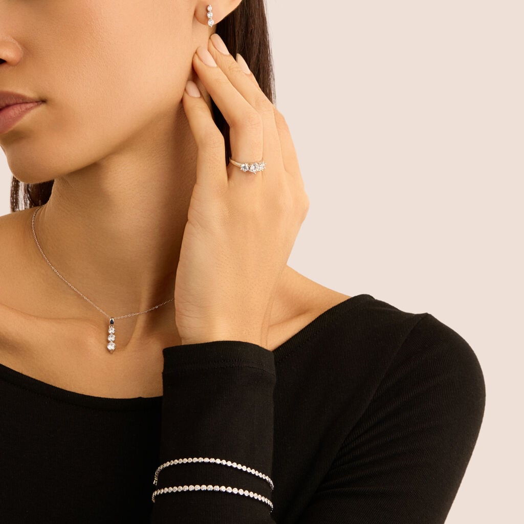Orecchini Lobo Trilogy Silver Elegance Argento Rodiato Cubic Zirconia