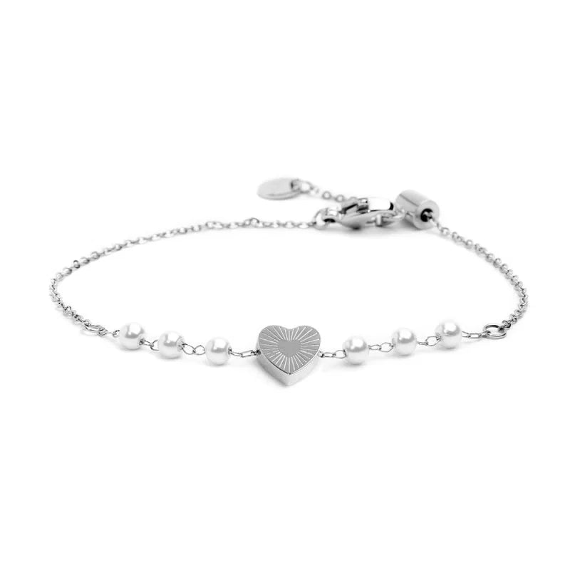 BRACCIALE CUORE CRISTALLI CON PERLE