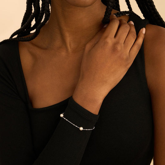 Bracciale Silver Pearls Argento Rodiato Perla sintetica