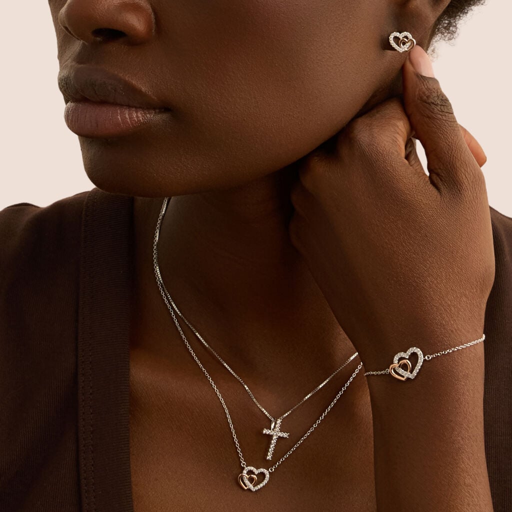COLLANA CROCE SILVER ELEGANCE ARGENTO RODIATO CUBIC ZIRCONIA