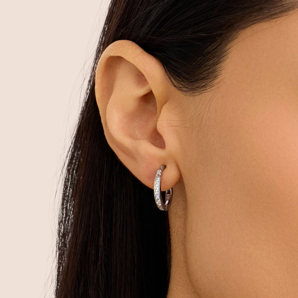 ORECCHINI A CERCHIO SILVER ELEGANCE ARGENTO RODIATO CUBIC ZIRCONIA