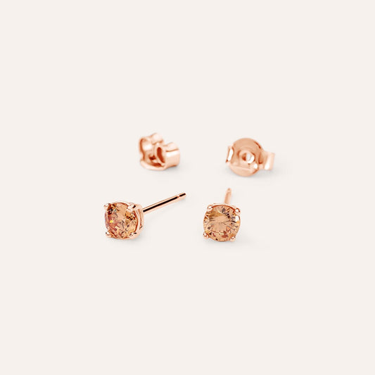 ORECCHINI A LOBO STUD CON PIETRE ROSA E ZIRCONI