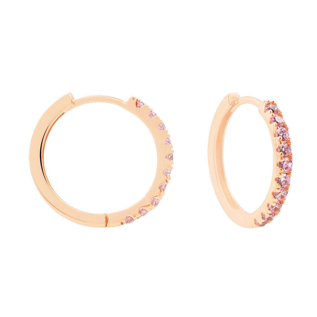 ORECCHINI A CERCHIO SILVER RAINBOW ARGENTO ROSA CUBIC ZIRCONIA