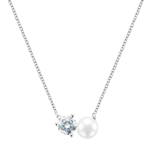 COLLANA SILVER PEARLS ARGENTO RODIATO PERLA SINTETICA CUBIC ZIRCONIA