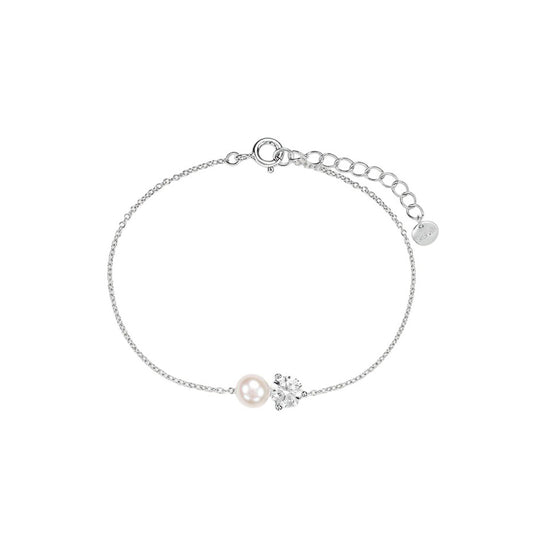 BRACCIALE SILVER PEARLS ARGENTO RODIATO PERLA SINTETICA CUBIC ZIRCONIA