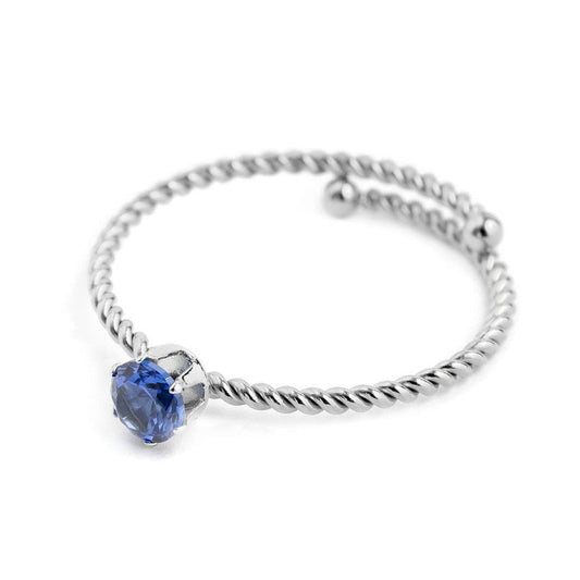 18an115b Anello con cristallo blu