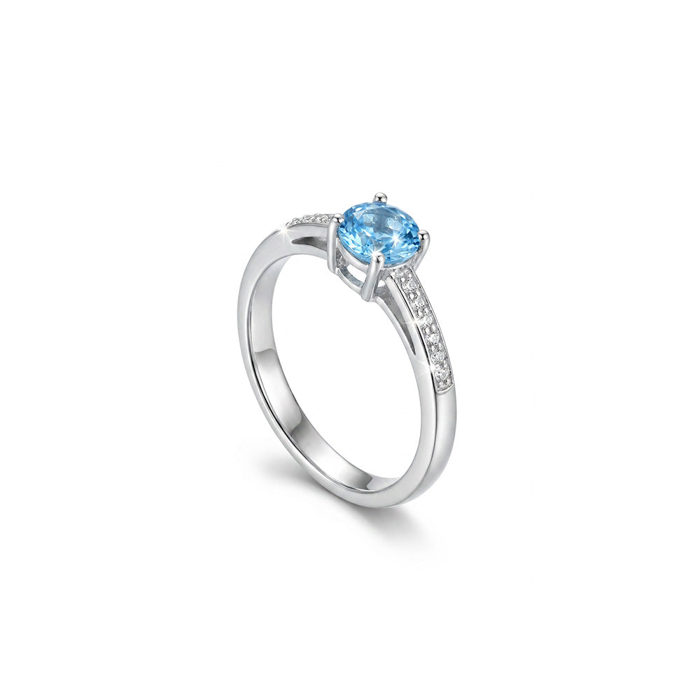 ANELLO RODIATO ACQUAMARINA MIS.