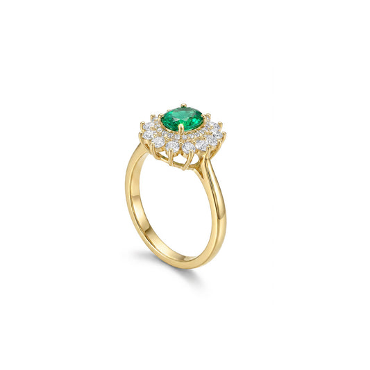 ANELLO DORATO VERDE SMERALDO MI