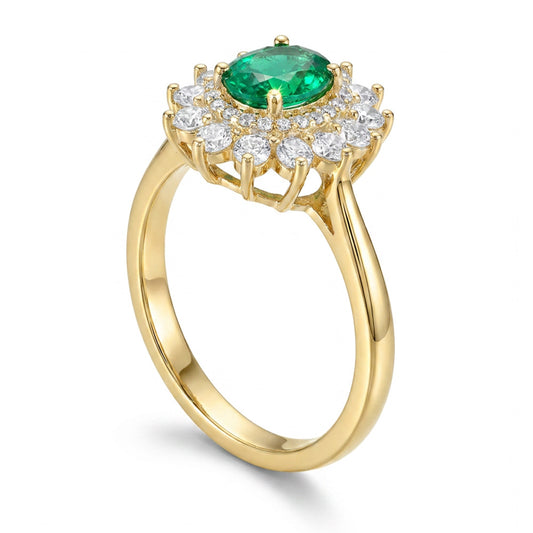 ANELLO DORATO VERDE SMERALDO MI