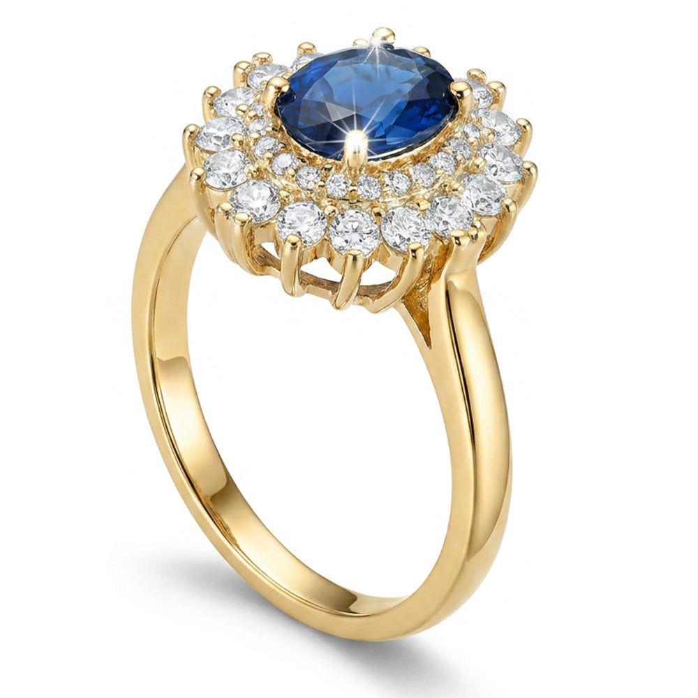 ANELLO DORATO AZZURRO/BLU ZAFFI