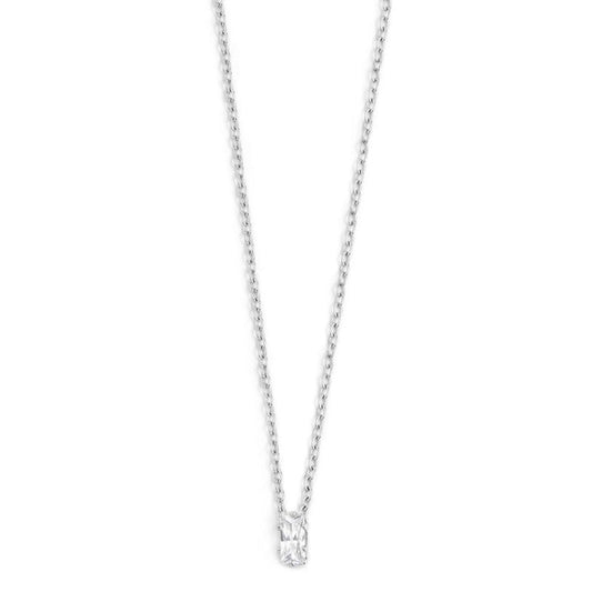 2cn0048-w Collana con cristallo baguette colore bianco