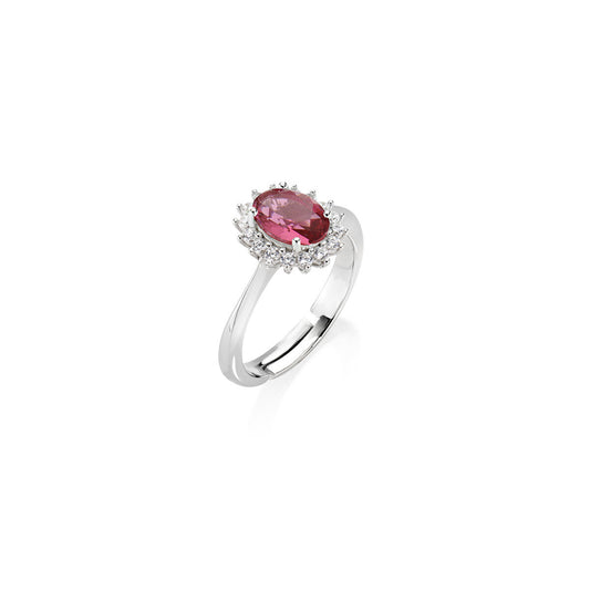 Anello Mini Royal Lady con Zircone Rosso Ciliegia