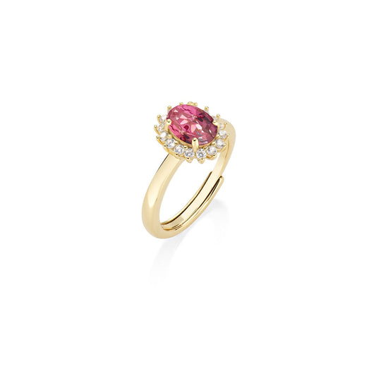 Anello Mini Royal Lady Dorato Zircone Rosso Ciliegia in Argento
