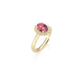 Carica l'immagine nel visualizzatore della galleria, Anello Mini Royal Lady Dorato Zircone Rosso Ciliegia in Argento
