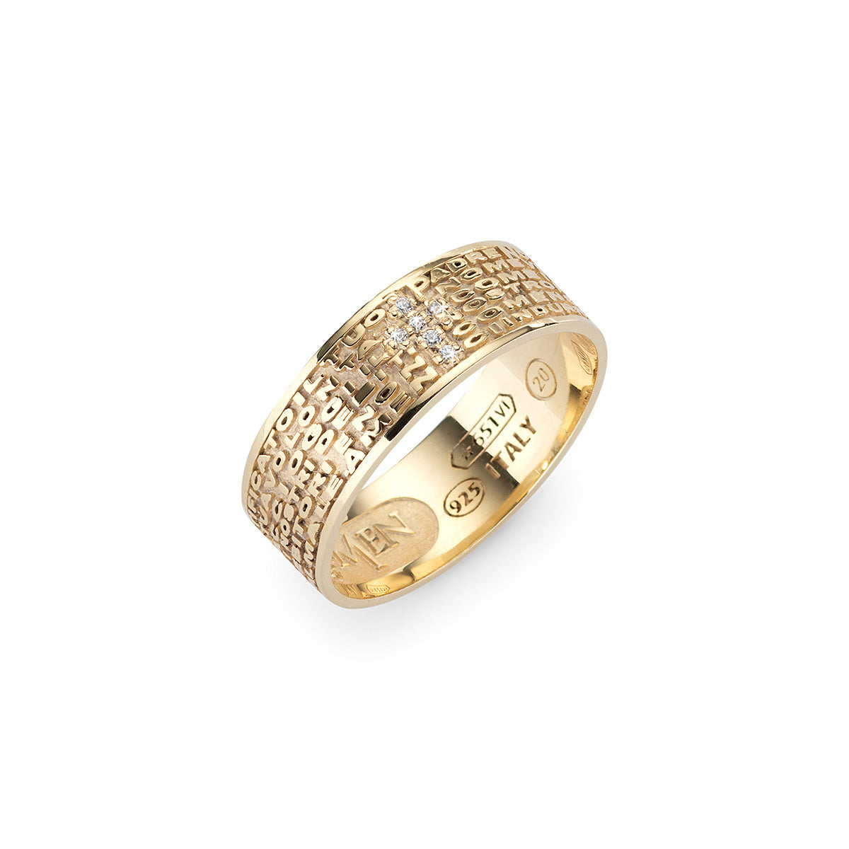 Anello Padre Nostro Dorato Croce Zirconata