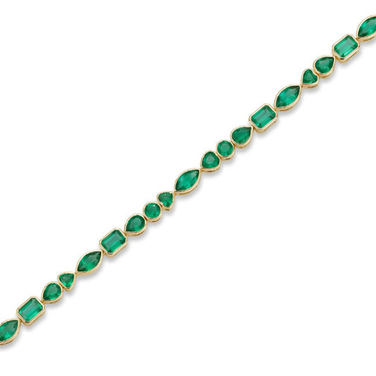 BRACCIALE SIMIL TENNIS CON SMERALDI  DI DIVERSE FORME