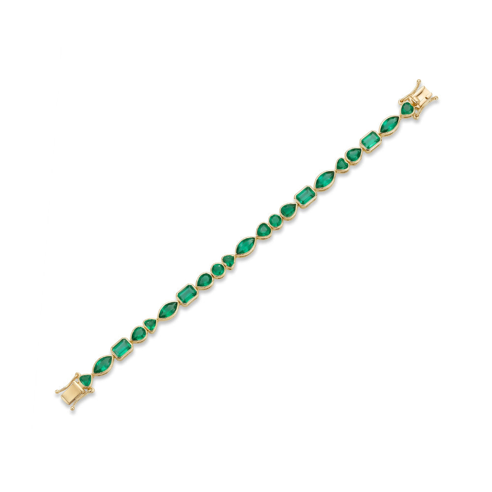 BRACCIALE SIMIL TENNIS CON SMERALDI  DI DIVERSE FORME
