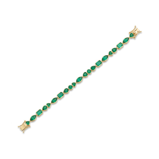 BRACCIALE SIMIL TENNIS CON SMERALDI  DI DIVERSE FORME