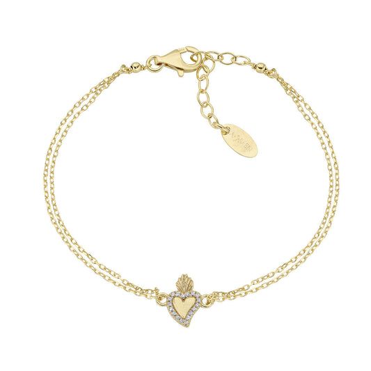Bracciale Due Fili con Sacro Cuore Dorato