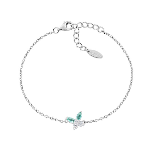 Bracciale Petali Verde Acqua in Argento