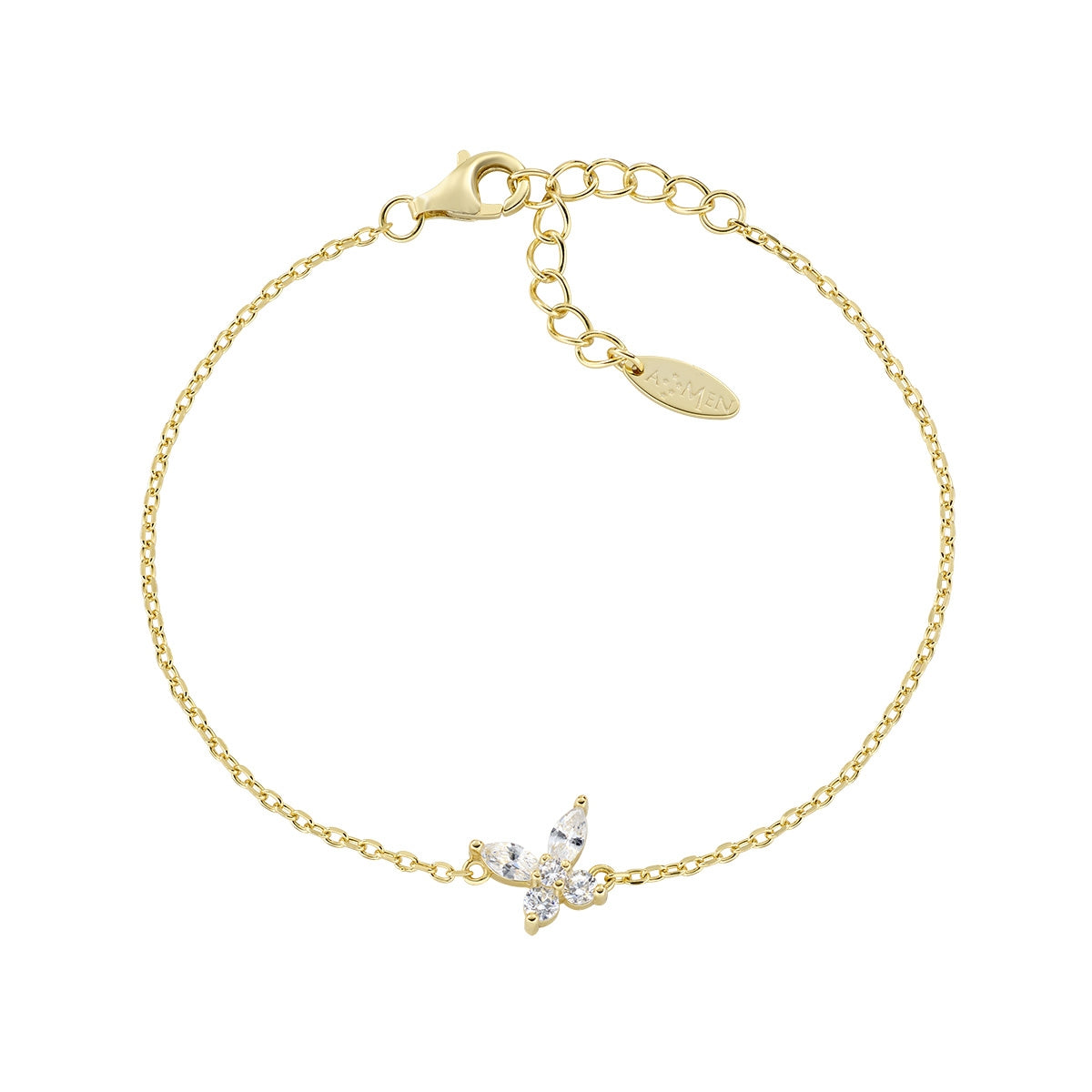 Bracciale Petali Bianco Dorato in Argento
