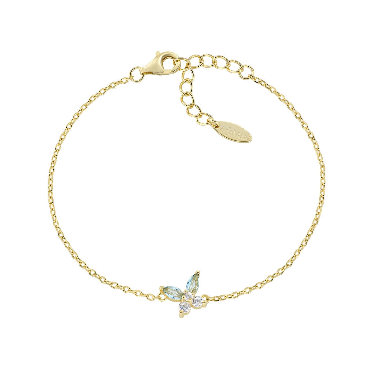 Bracciale Petali Blu London Dorato in Argento