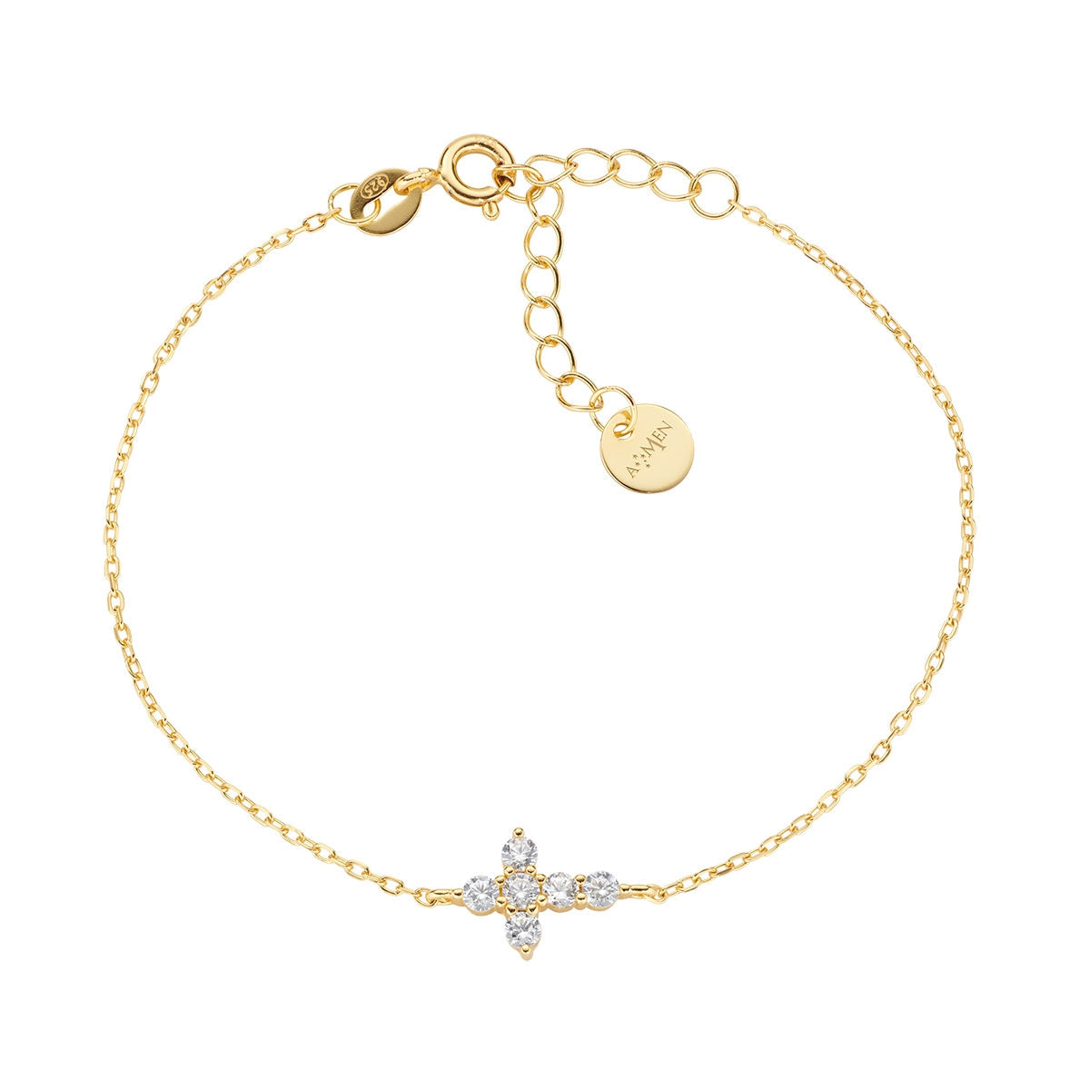 Bracciale Dorato Croce con Zirconi Bianchi