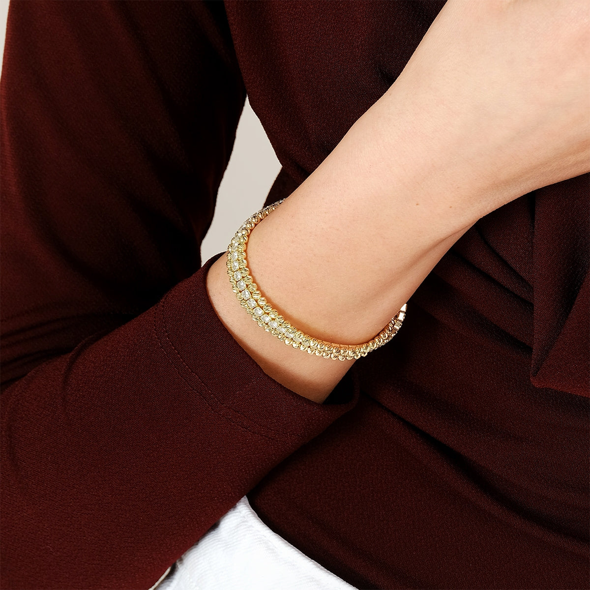 Bracciale Dorato Riflessi di Luce con Sfere Diamantate
