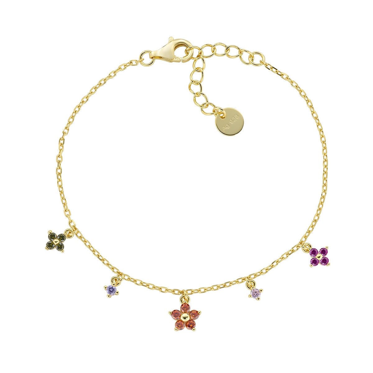 Bracciale Primula Arancione Dorato in Argento
