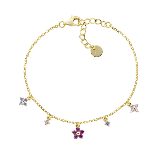 Bracciale Primula Fucsia Dorato in Argento