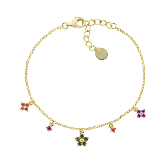 Bracciale Primula Verde Oliva Dorato in Argento