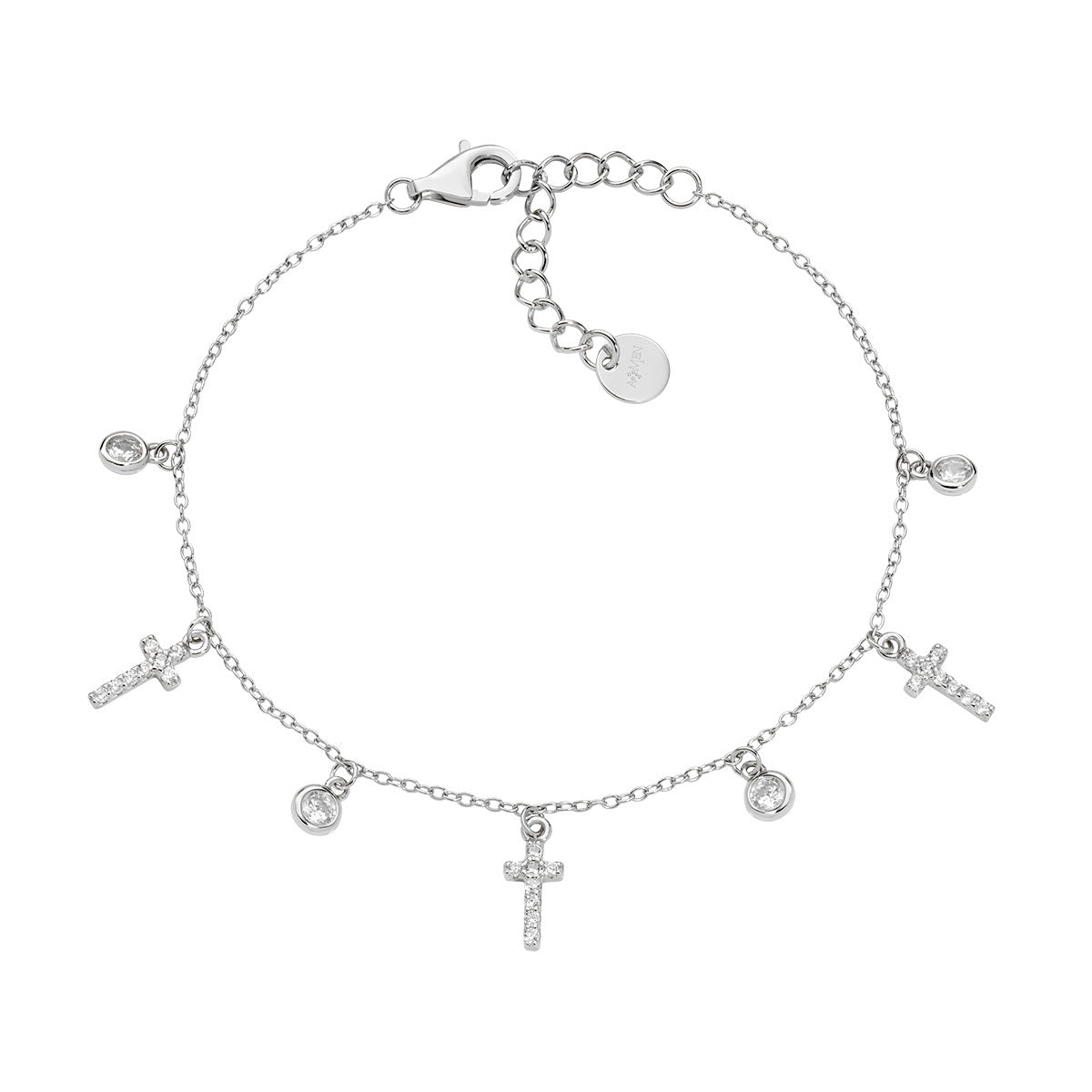 Bracciale Multicharm Croci e Zirconi Bianchi