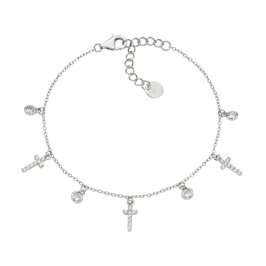 Bracciale Multicharm Croci e Zirconi Bianchi