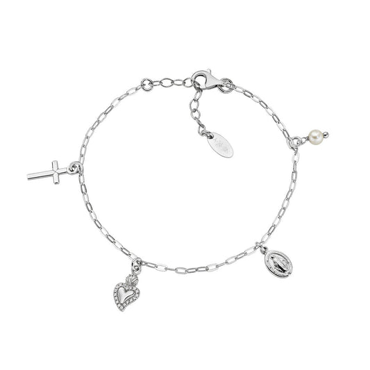 Bracciale Multicharm Sacro Cuore con Perla