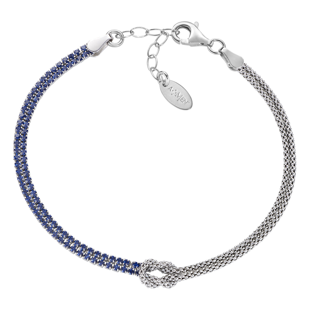 Bracciale Nodo d'Amore con Zirconi Blu
