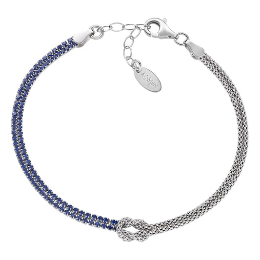 Bracciale Nodo d'Amore con Zirconi Blu