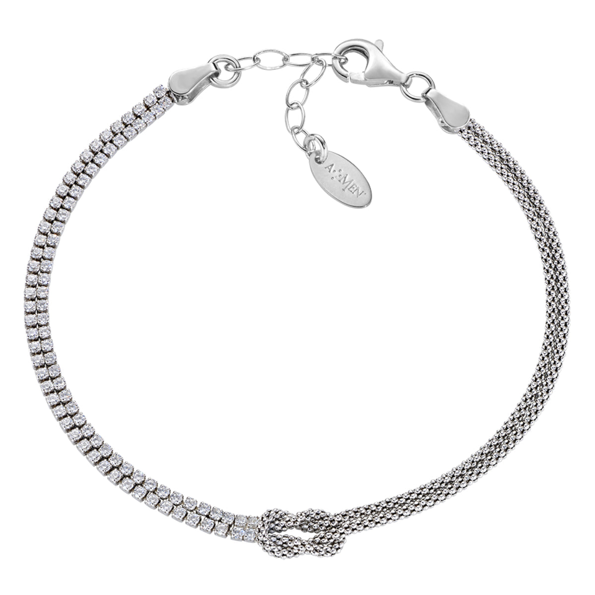 Bracciale Nodo d'Amore con Zirconi Bianchi