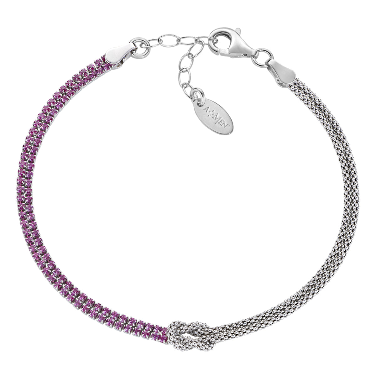 Bracciale Nodo d'Amore con Zirconi Rossi