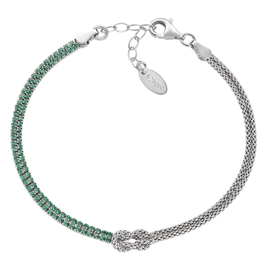 Bracciale Nodo d'Amore con Zirconi Verdi