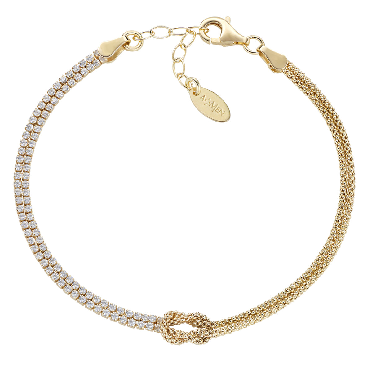 Bracciale Nodo d'Amore Dorato con Zirconi Bianchi