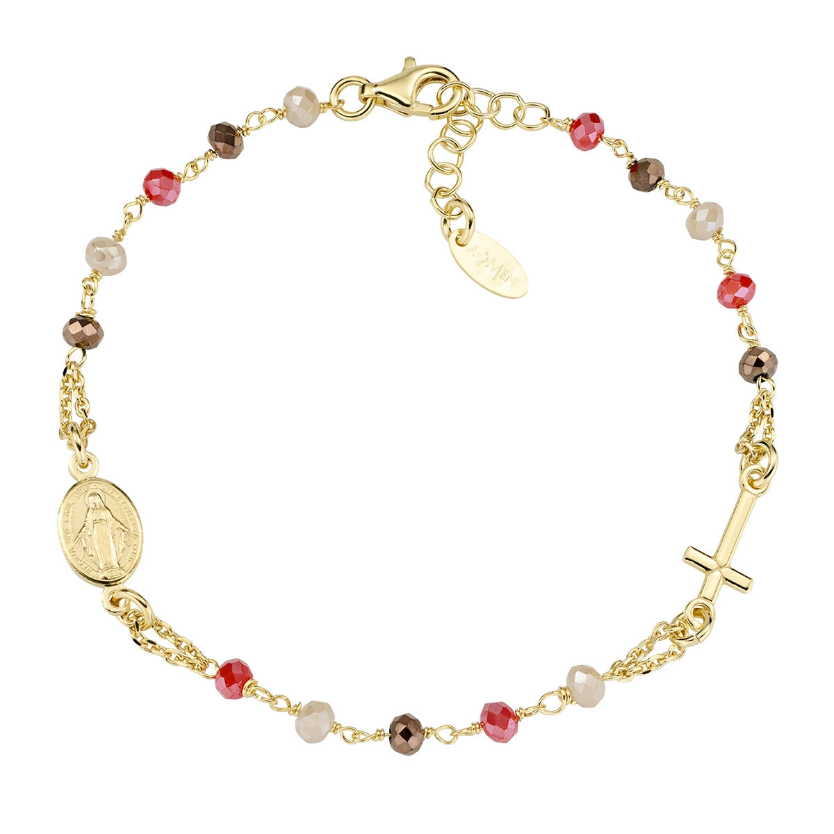 Bracciale Rosario Dorato con Cristalli Multicolor