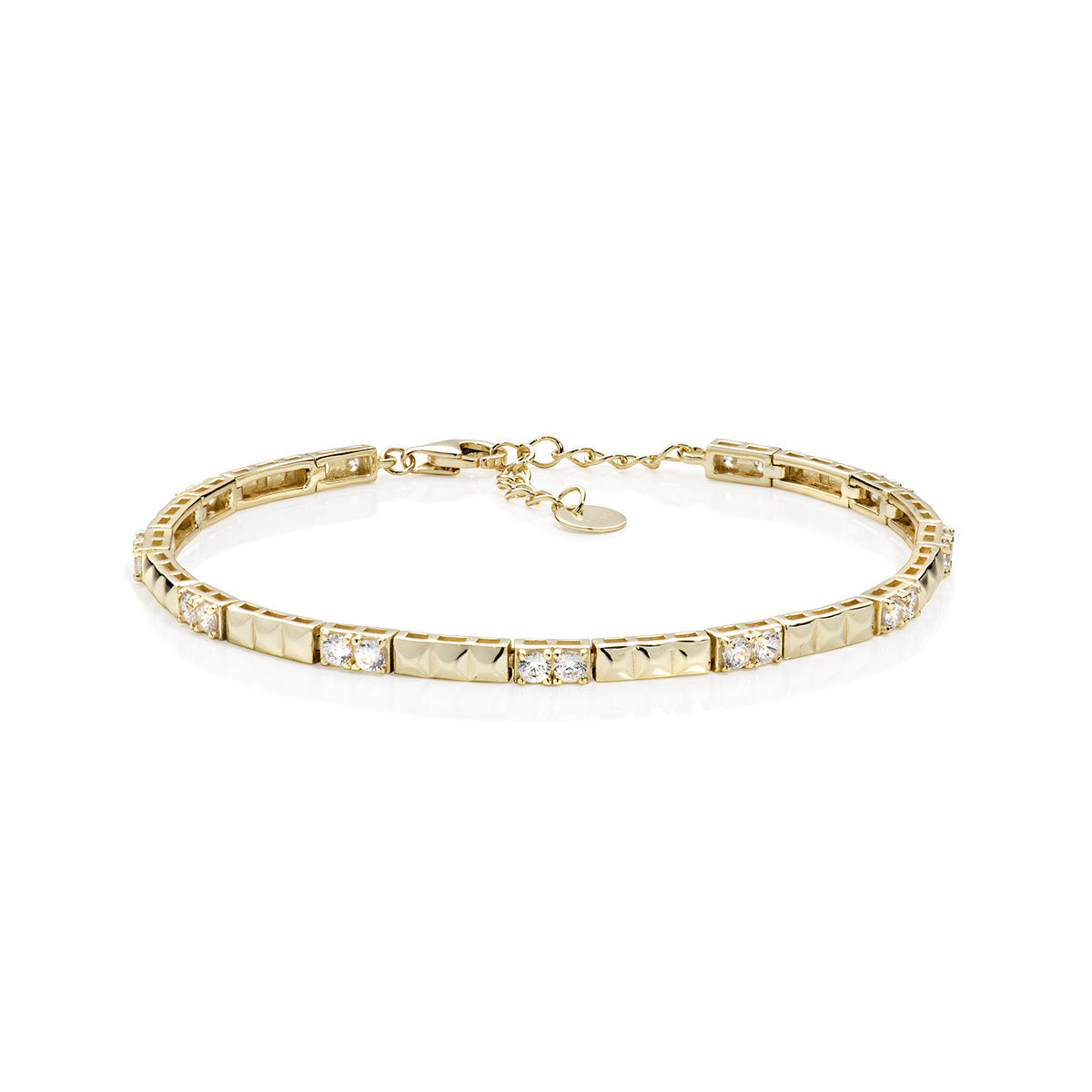Bracciale Dorato con Zirconi e Dettagli Geometrici