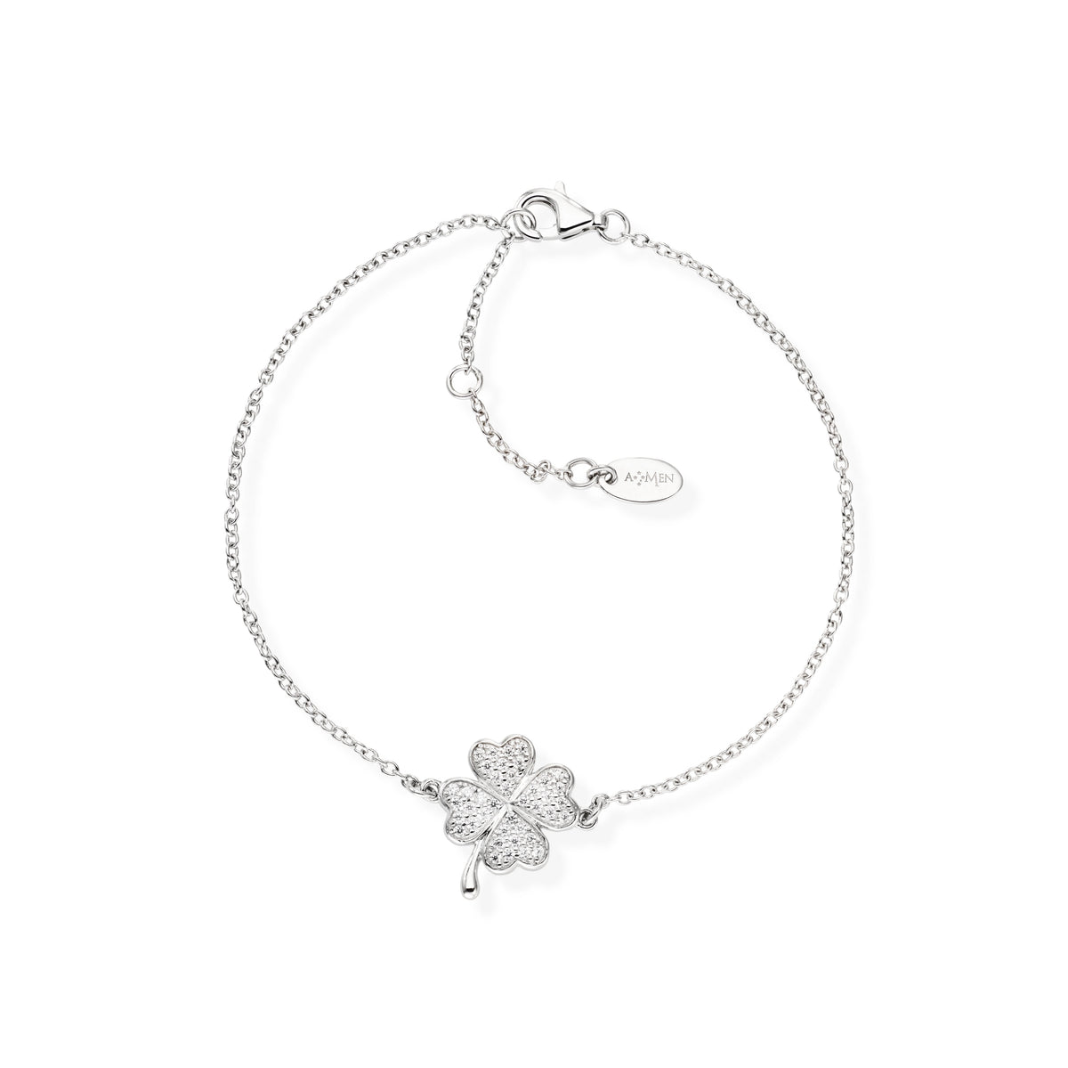 Bracciale Quadrifoglio Zirconato Rodio
