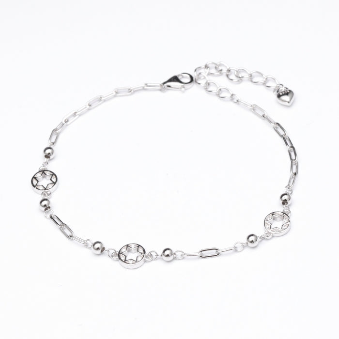 BRACCIALE IN ARGENTO CON CERCHIETTI CON STELLA E PERLINE