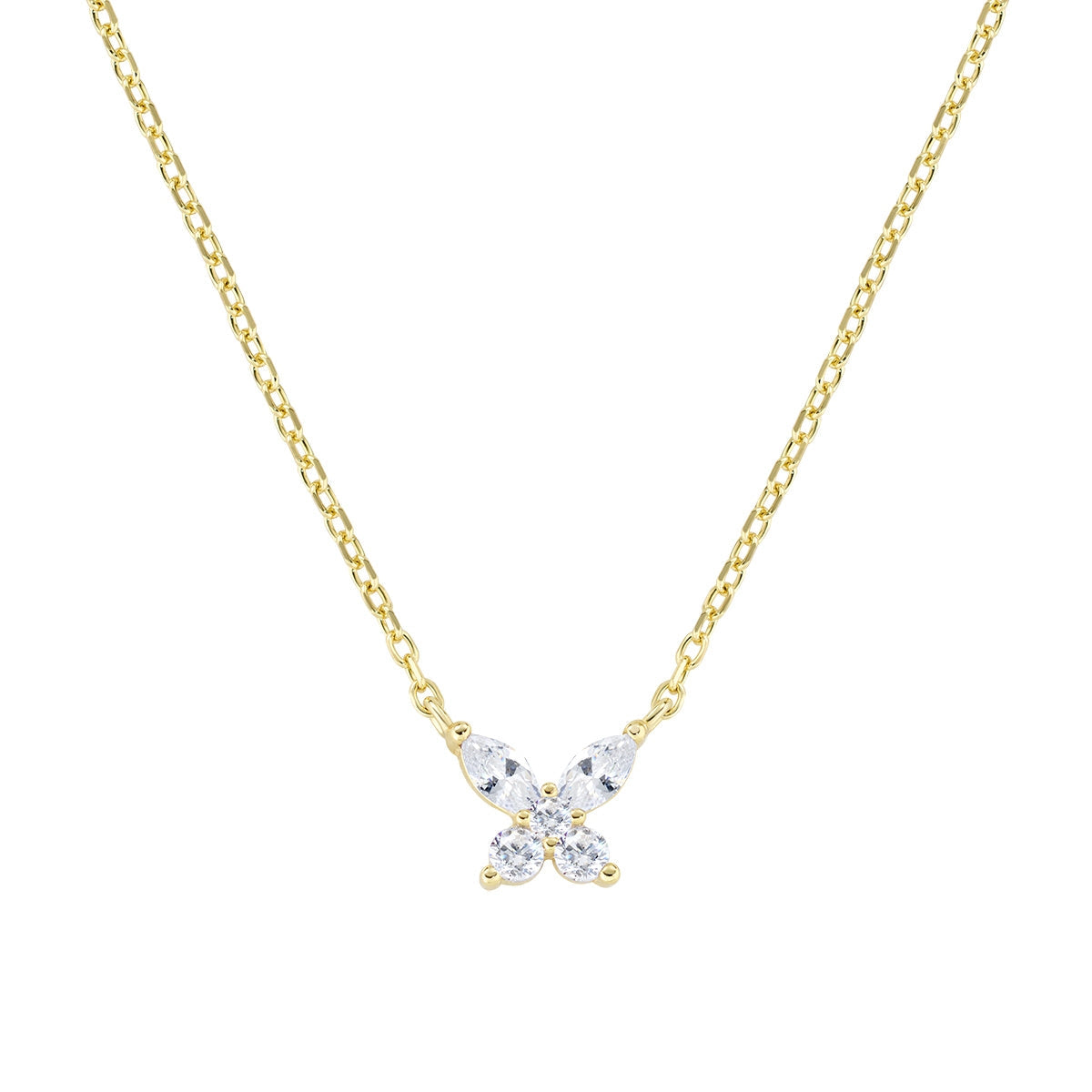 Collana Petali Bianca Dorata in Argento