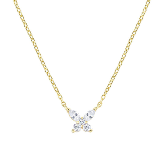 Collana Petali Bianca Dorata in Argento