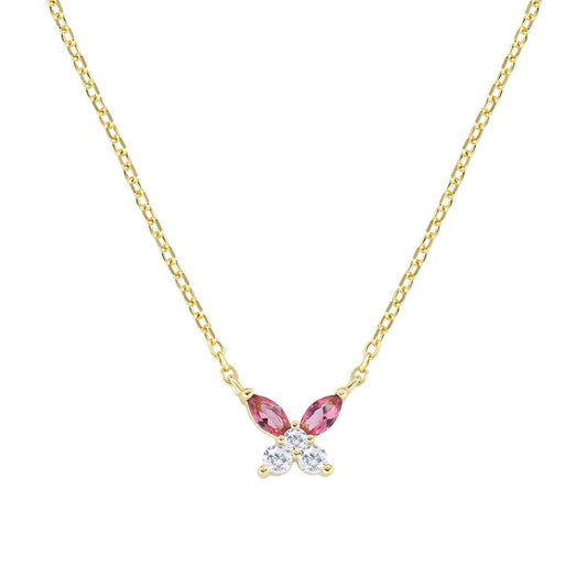 Collana Petali Rosso Ciliegia Dorata in Argento